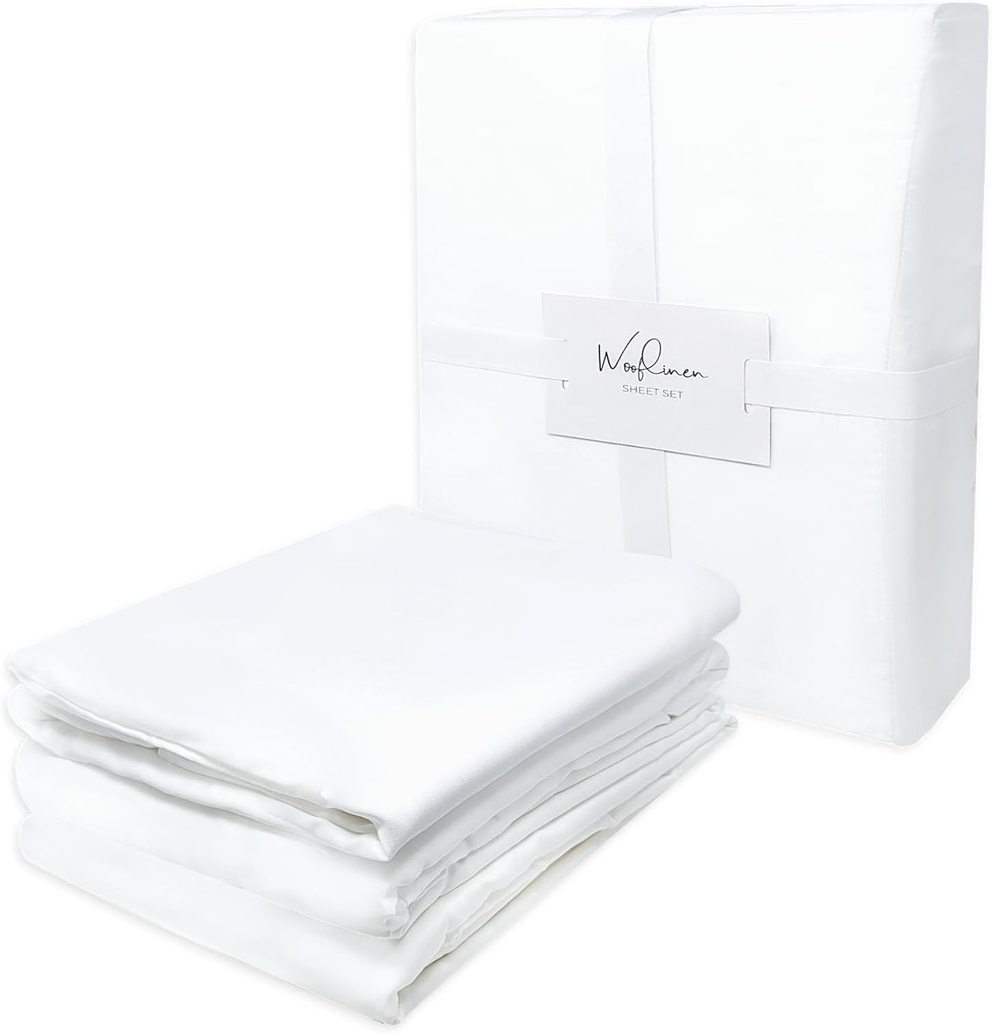 4 Pc Bamboo Sheet Set, King, Deep Pocket Fitted up to 17 Inch, Soft and Cool Sheets in Matte White-Toppalletfly