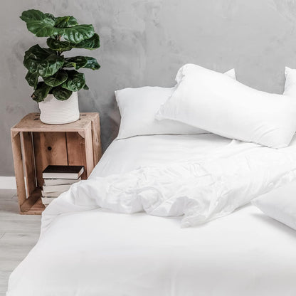 4 Pc Bamboo Sheet Set, King, Deep Pocket Fitted up to 17 Inch, Soft and Cool Sheets in Matte White-Toppalletfly
