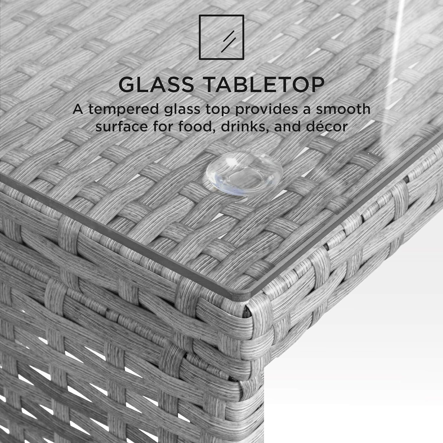 4 Piece Wicker Patio Conversation Furniture Set with 4 Seats Tempered Glass Table Top - Toppalletfly