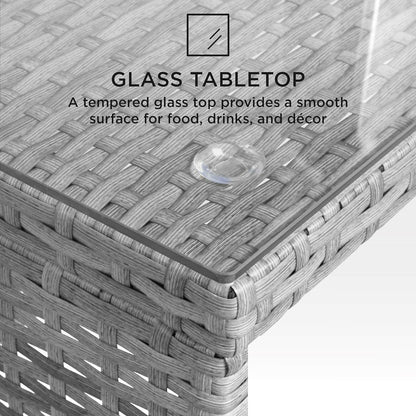 4 Piece Wicker Patio Conversation Furniture Set with 4 Seats Tempered Glass Table Top-Toppalletfly