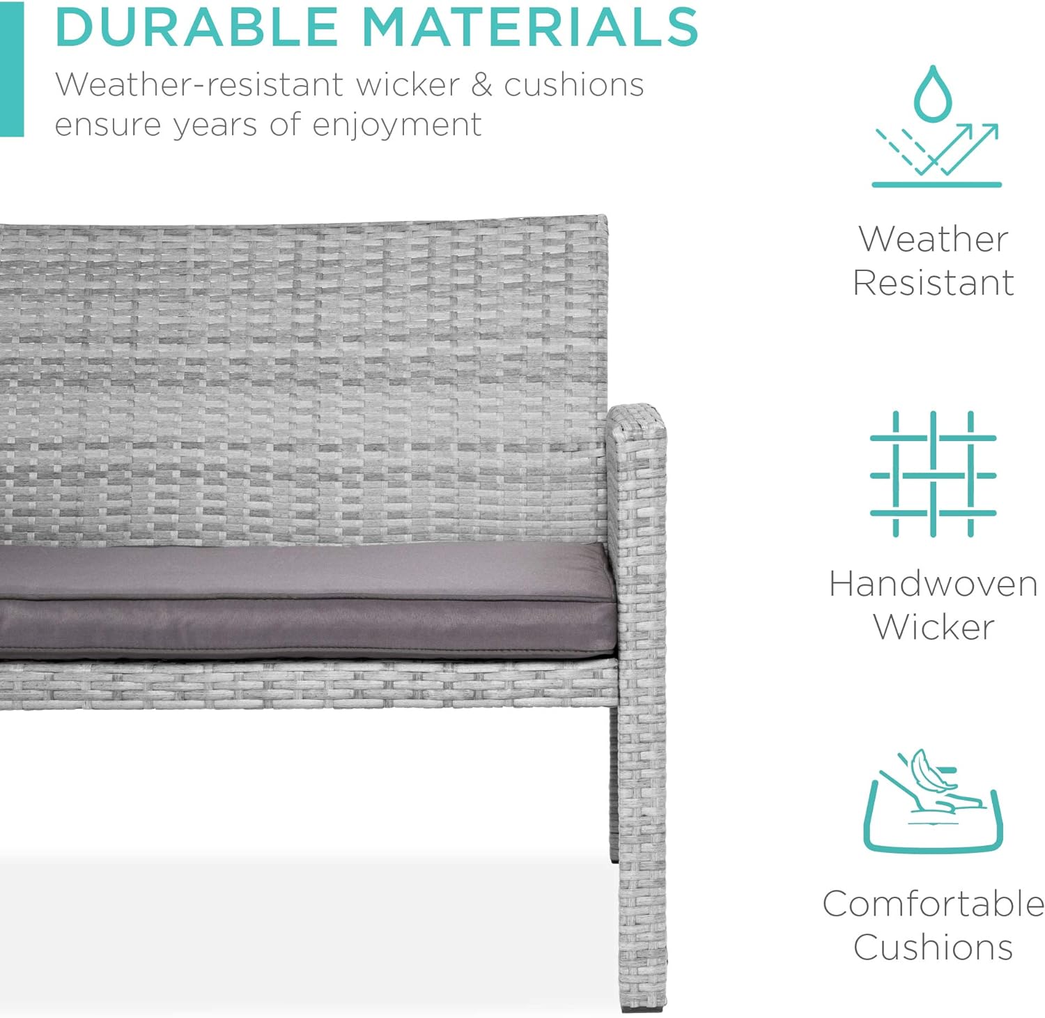 4 Piece Wicker Patio Conversation Furniture Set with 4 Seats Tempered Glass Table Top - Toppalletfly