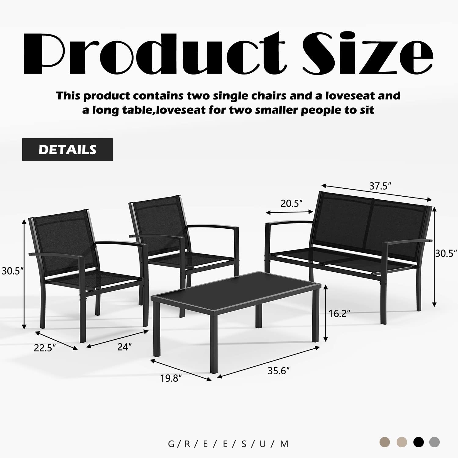 4 Pieces Patio Furniture Set-Toppalletfly