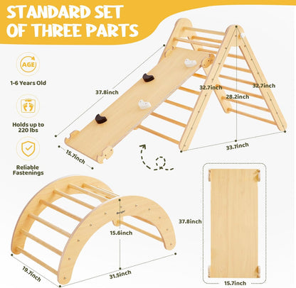 5-in-1 Pikler Triangle Gym - Foldable Climbing, Ramp, Rocker, and Play Structure for Kids-Toppalletfly
