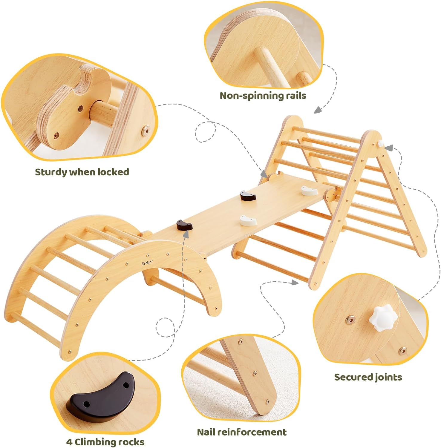 5-in-1 Pikler Triangle Gym - Foldable Climbing, Ramp, Rocker, and Play Structure for Kids-Toppalletfly