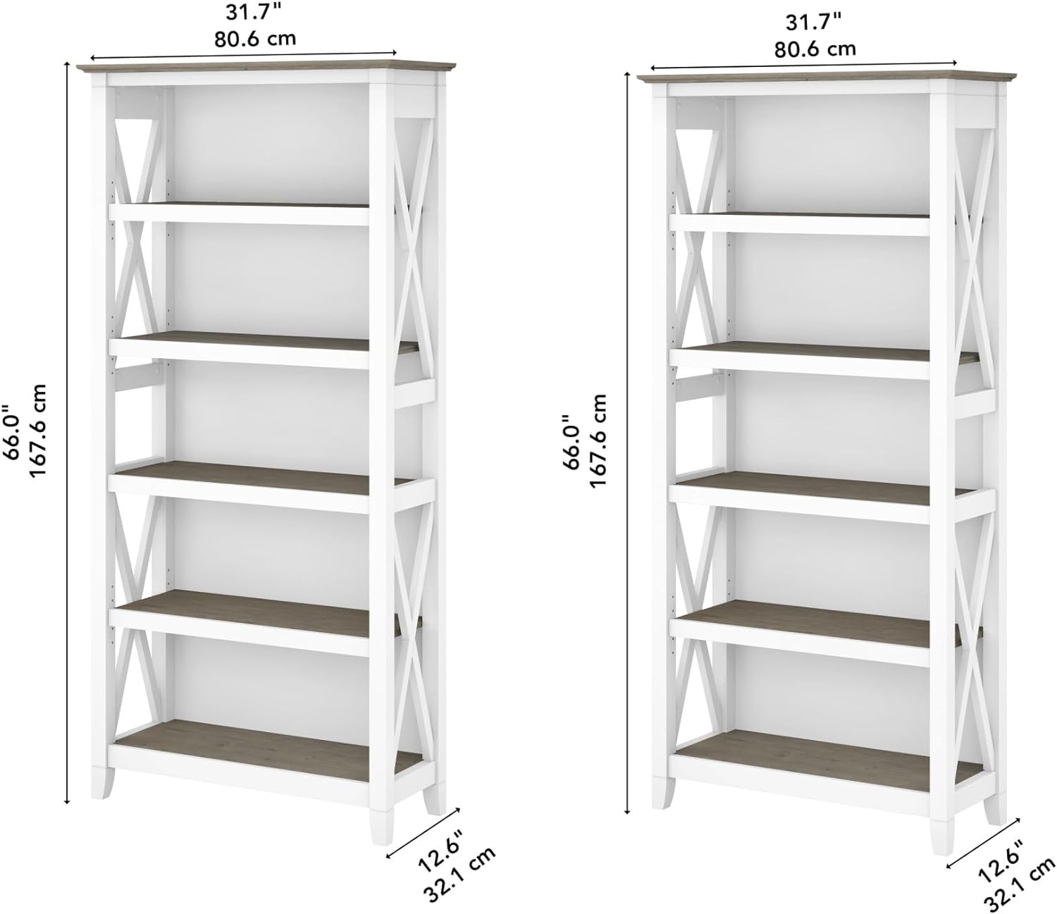 5 Shelf 66 Inch Bookcase Set-Toppalletfly