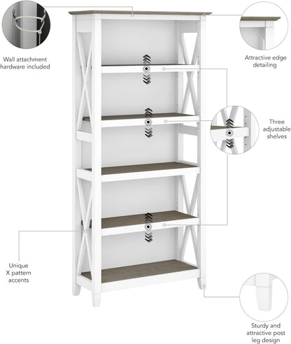 5 Shelf 66 Inch Bookcase Set-Toppalletfly