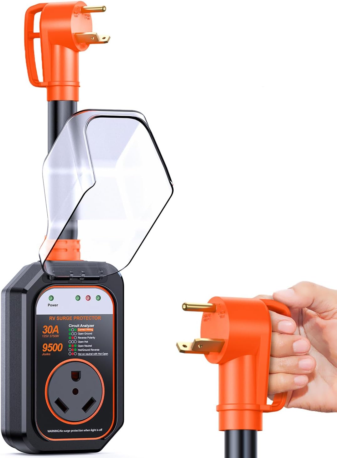 50 Amp RV Surge Protector with Circuit Analyzer and 9500 Joules Protection, Includes Adapter Plug-Toppalletfly