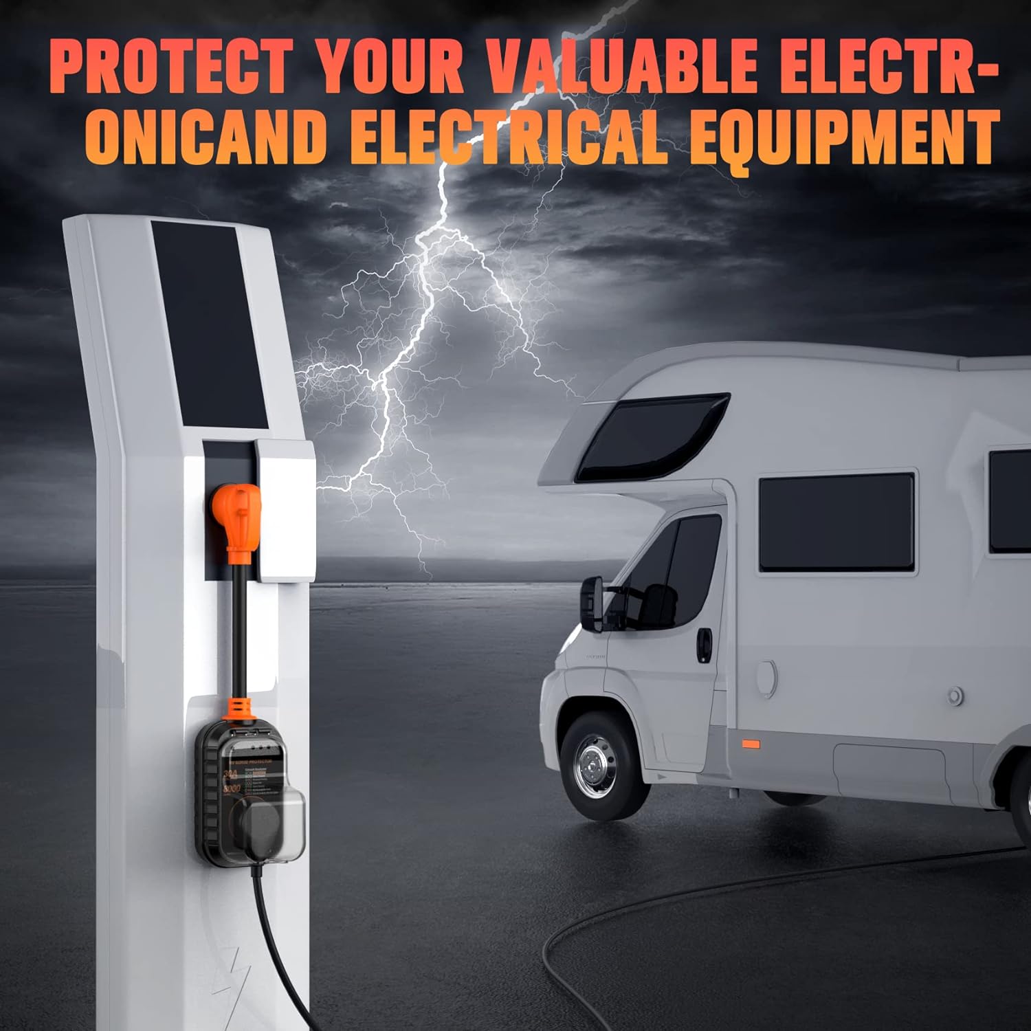 50 Amp RV Surge Protector with Circuit Analyzer and 9500 Joules Protection, Includes Adapter Plug-Toppalletfly