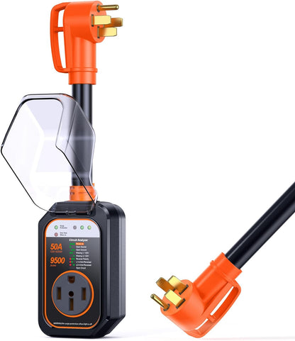 50 Amp RV Surge Protector with Circuit Analyzer and 9500 Joules Protection, Includes Adapter Plug-Toppalletfly