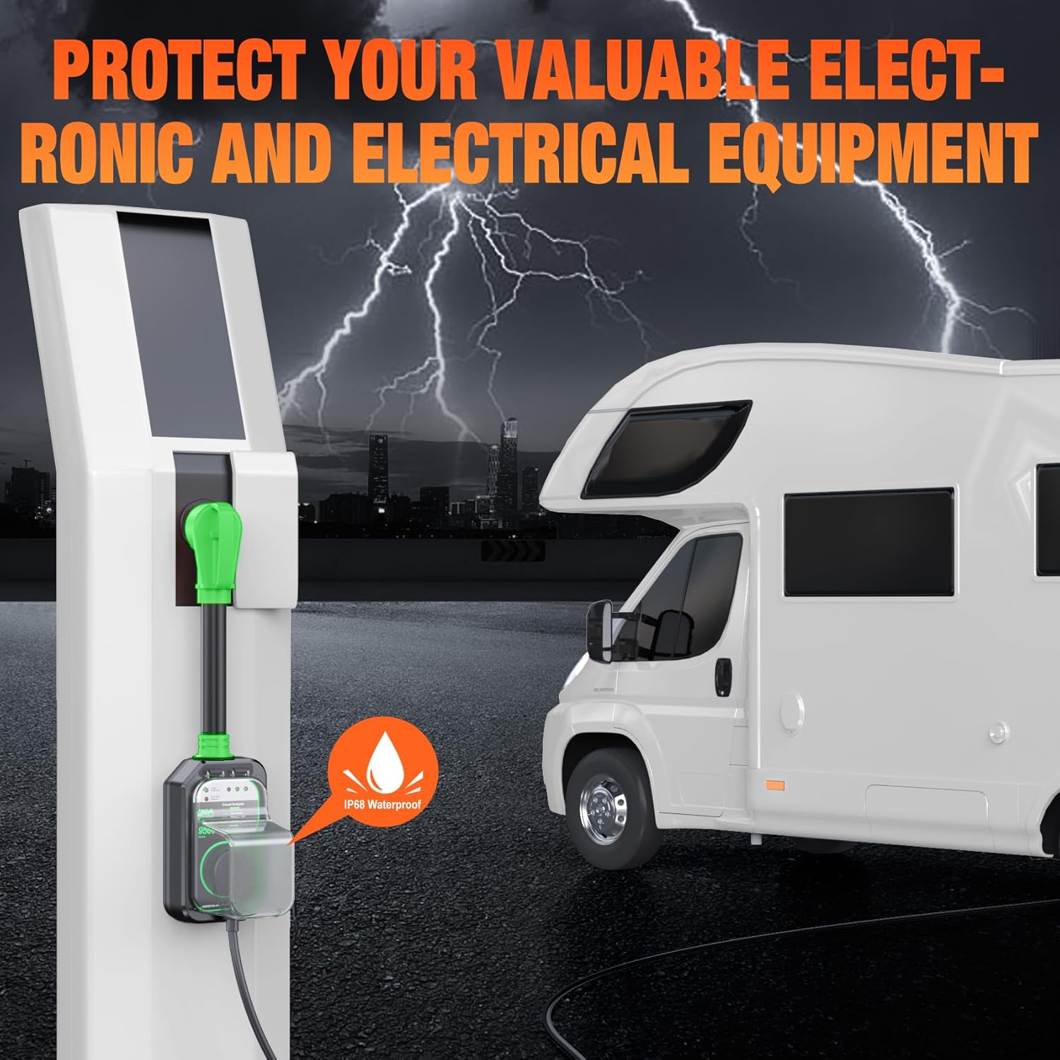50 Amp RV Surge Protector with Circuit Analyzer and 9500 Joules Protection, Includes Adapter Plug-Toppalletfly