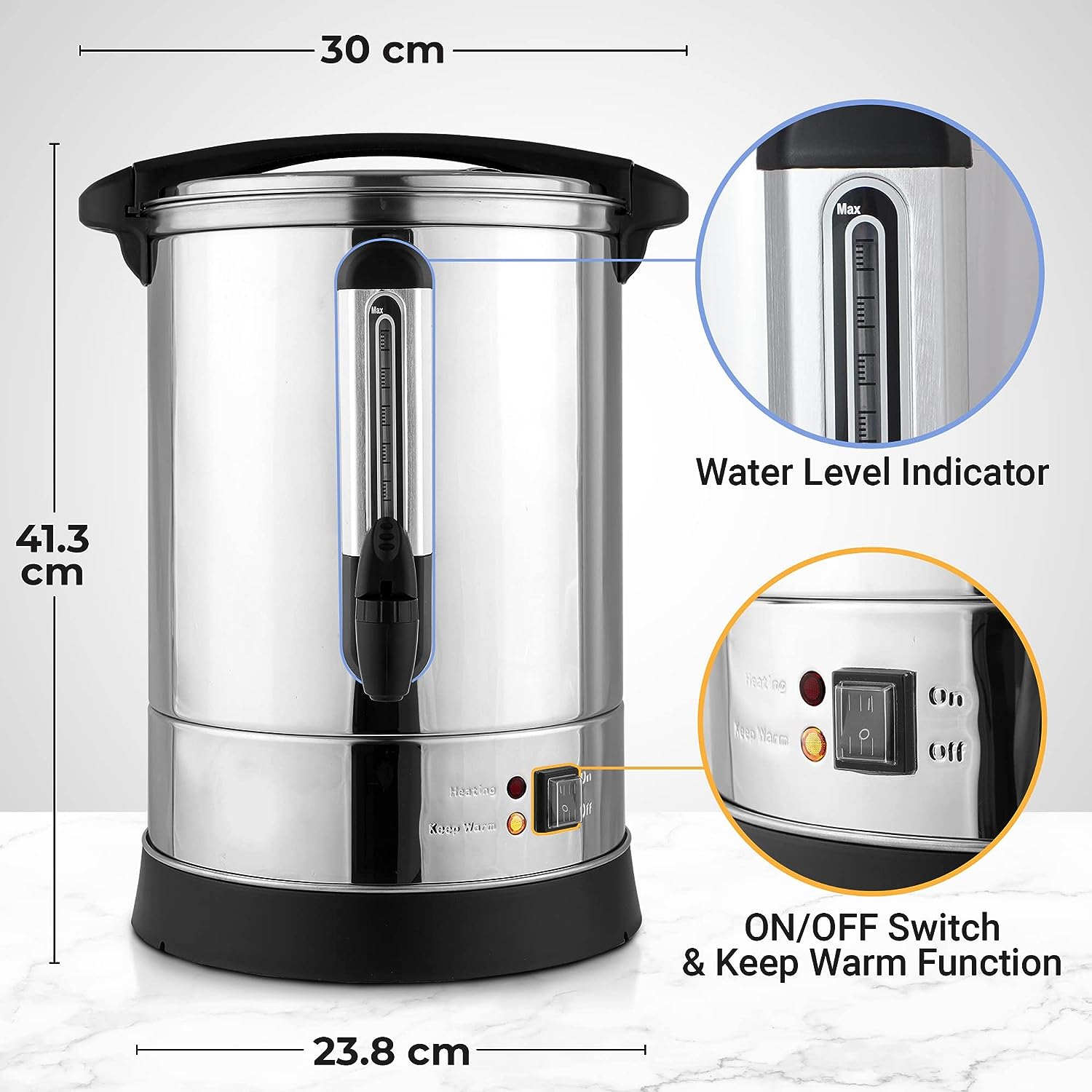 50 Cup Stainless Steel Large Commercial Coffee Urn - Coffee Dispenser For Quick Brewing - Automatic Hot Water Dispenser-Toppalletfly