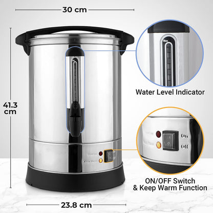 50 Cup Stainless Steel Large Commercial Coffee Urn - Coffee Dispenser For Quick Brewing - Automatic Hot Water Dispenser-Toppalletfly