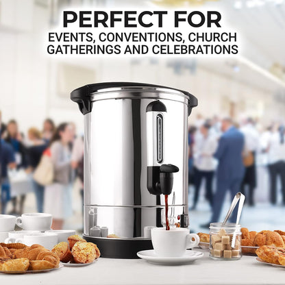50 Cup Stainless Steel Large Commercial Coffee Urn - Coffee Dispenser For Quick Brewing - Automatic Hot Water Dispenser-Toppalletfly