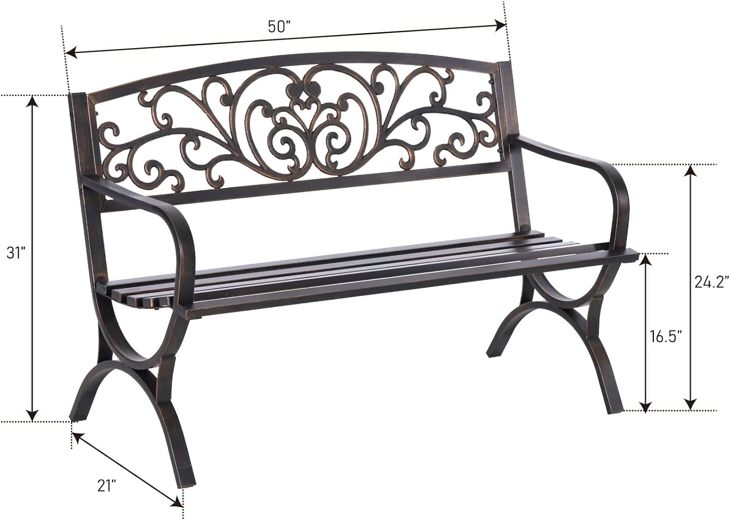 50 Inches Outdoor Garden Bench-Toppalletfly