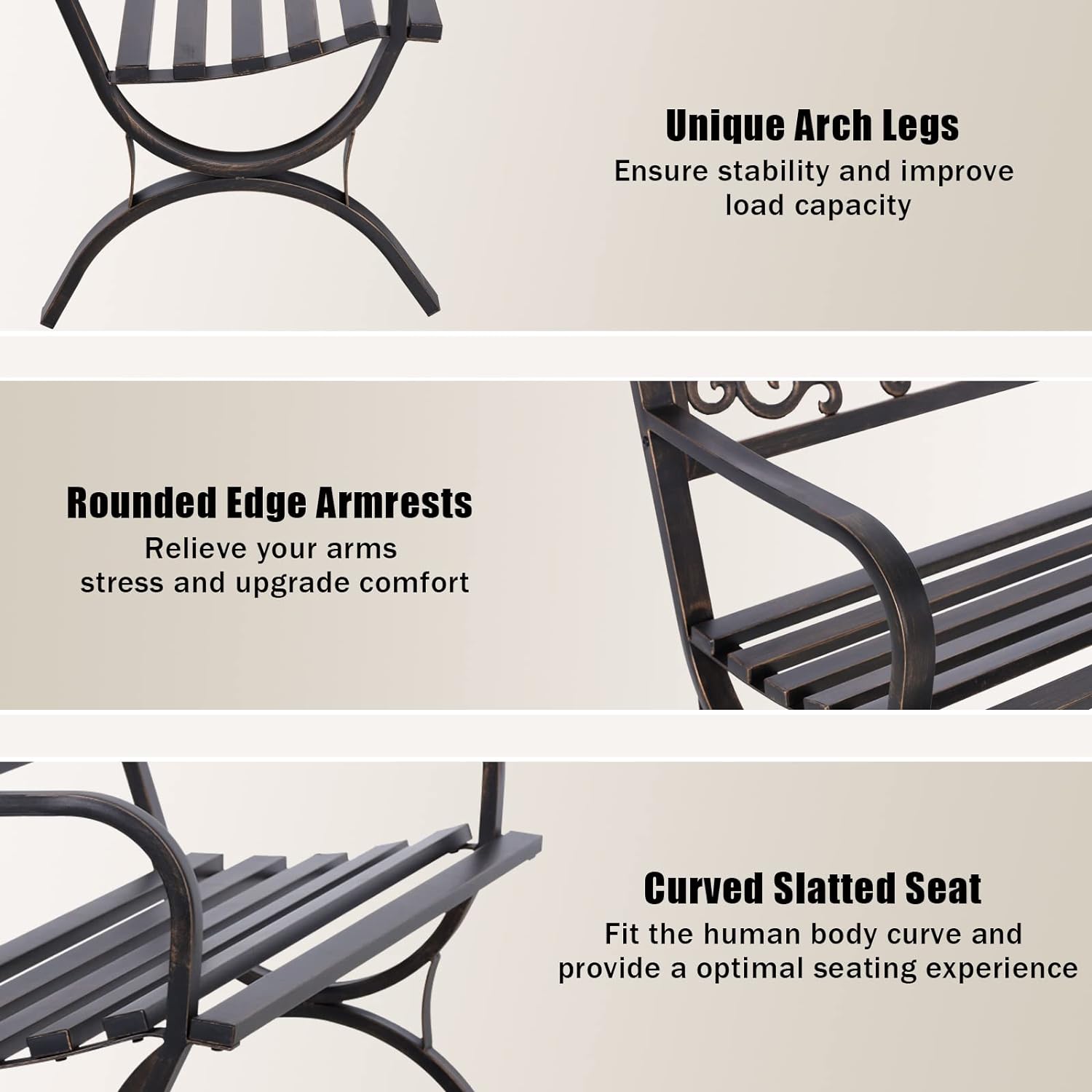 50 Inches Outdoor Garden Bench-Toppalletfly