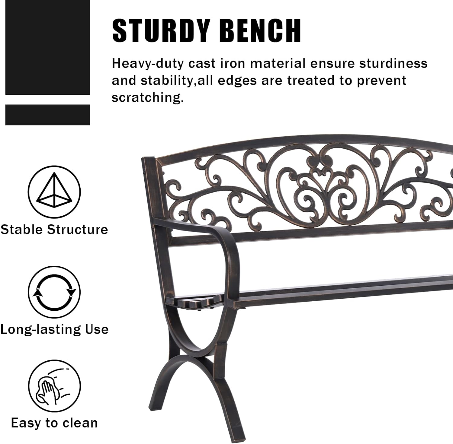 50 Inches Outdoor Garden Bench-Toppalletfly