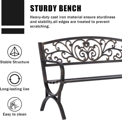 50 Inches Outdoor Garden Bench-Toppalletfly
