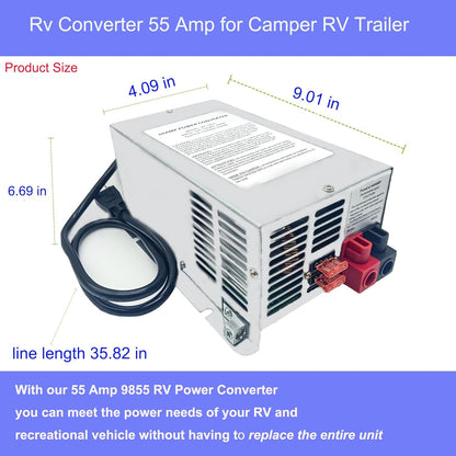 55 Amp RV Power Converter: 9800 Series Replacement, Three-Stage System for Trailers and Campers-Toppalletfly