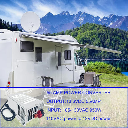 55 Amp RV Power Converter: 9800 Series Replacement, Three-Stage System for Trailers and Campers-Toppalletfly