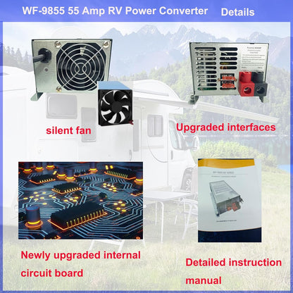55 Amp RV Power Converter: 9800 Series Replacement, Three-Stage System for Trailers and Campers-Toppalletfly