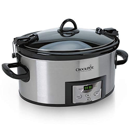 6-Quart Cook & Carry Programmable Slow Cooker with Digital Timer, Stainless Steel-Toppalletfly