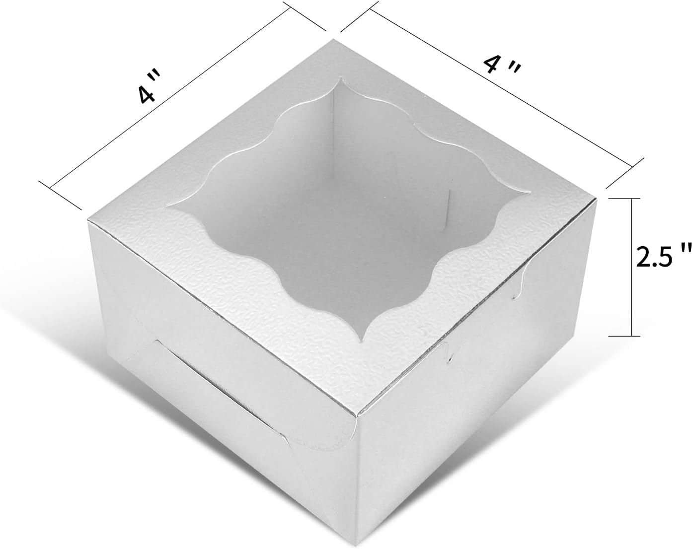 60 Pcs Brown Bakery Boxes with Window Individual Cupcake Boxes 4x4x2.5 Inches-Toppalletfly