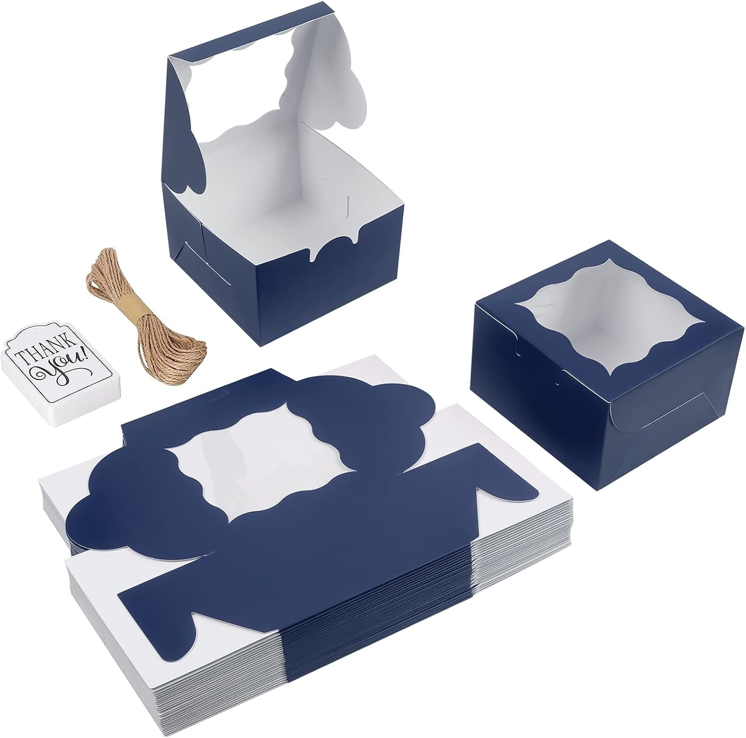 60 Pcs Brown Bakery Boxes with Window Individual Cupcake Boxes 4x4x2.5 Inches-Toppalletfly
