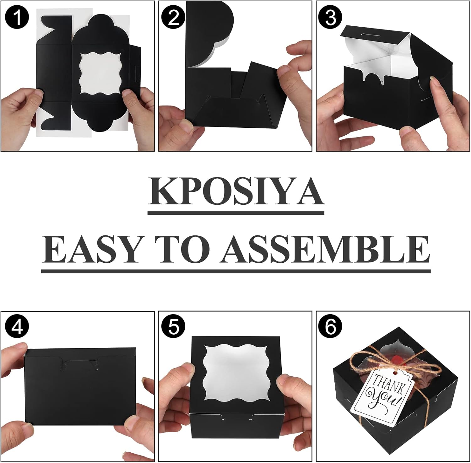 60 Pcs Brown Bakery Boxes with Window Individual Cupcake Boxes 4x4x2.5 Inches-Toppalletfly