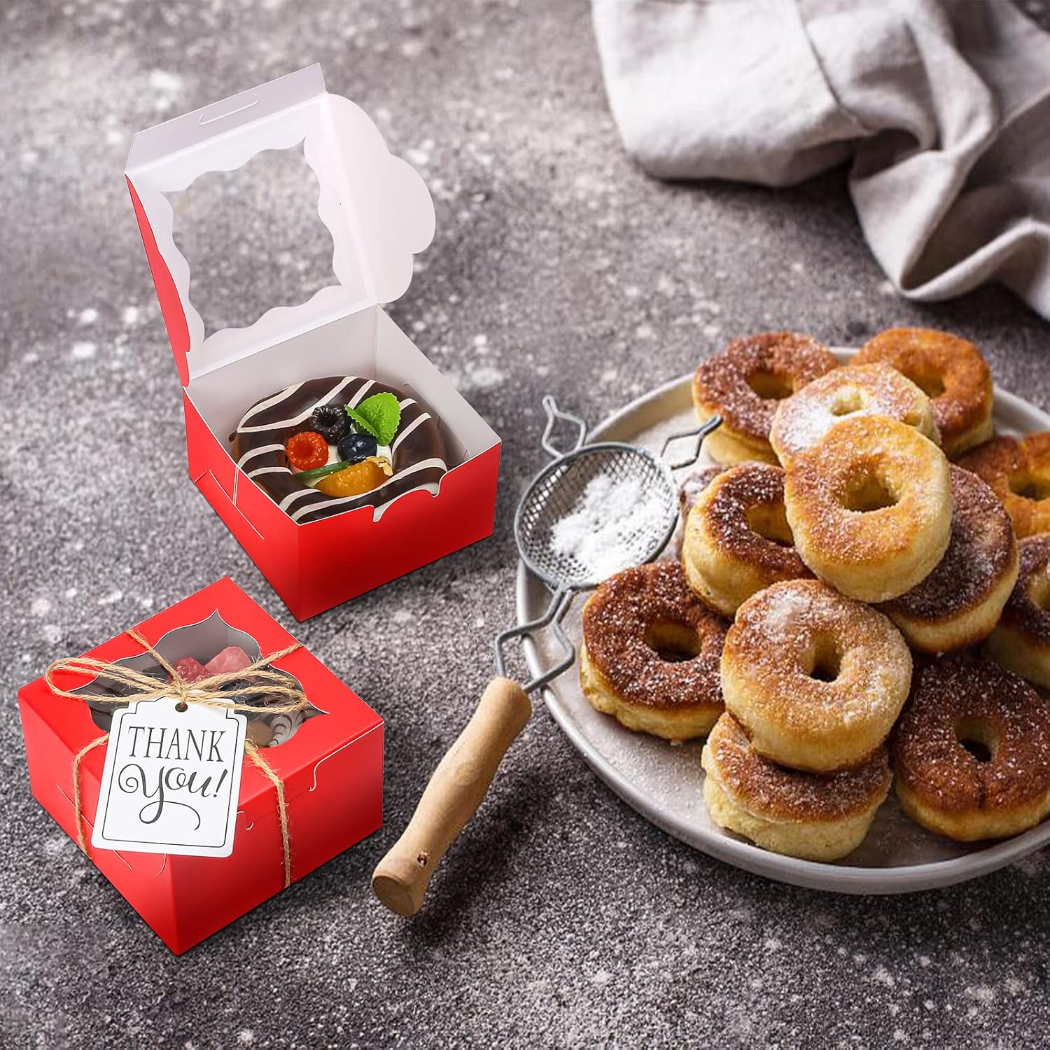 60 Pcs Brown Bakery Boxes with Window Individual Cupcake Boxes 4x4x2.5 Inches-Toppalletfly