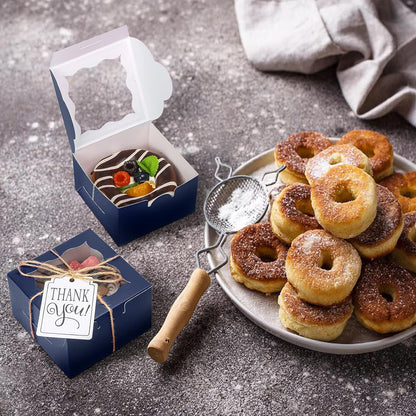 60 Pcs Brown Bakery Boxes with Window Individual Cupcake Boxes 4x4x2.5 Inches-Toppalletfly