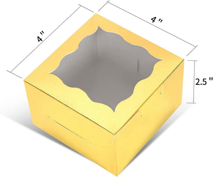 60 Pcs Brown Bakery Boxes with Window Individual Cupcake Boxes 4x4x2.5 Inches-Toppalletfly