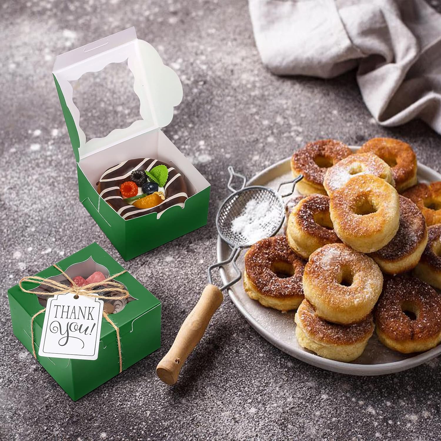 60 Pcs Brown Bakery Boxes with Window Individual Cupcake Boxes 4x4x2.5 Inches-Toppalletfly