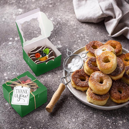 60 Pcs Brown Bakery Boxes with Window Individual Cupcake Boxes 4x4x2.5 Inches-Toppalletfly