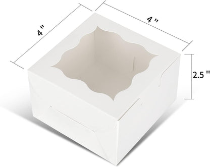 60 Pcs Brown Bakery Boxes with Window Individual Cupcake Boxes 4x4x2.5 Inches-Toppalletfly