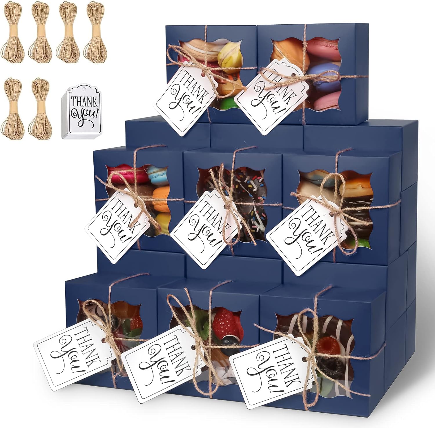60 Pcs Brown Bakery Boxes with Window Individual Cupcake Boxes 4x4x2.5 Inches-Toppalletfly