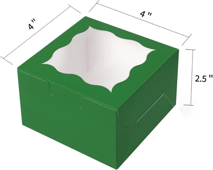 60 Pcs Brown Bakery Boxes with Window Individual Cupcake Boxes 4x4x2.5 Inches-Toppalletfly