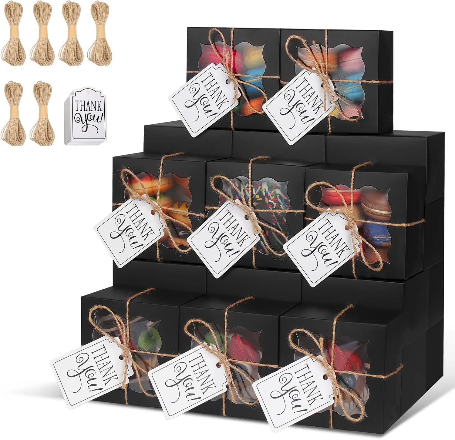 60 Pcs Brown Bakery Boxes with Window Individual Cupcake Boxes 4x4x2.5 Inches-Toppalletfly