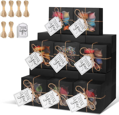 60 Pcs Brown Bakery Boxes with Window Individual Cupcake Boxes 4x4x2.5 Inches-Toppalletfly