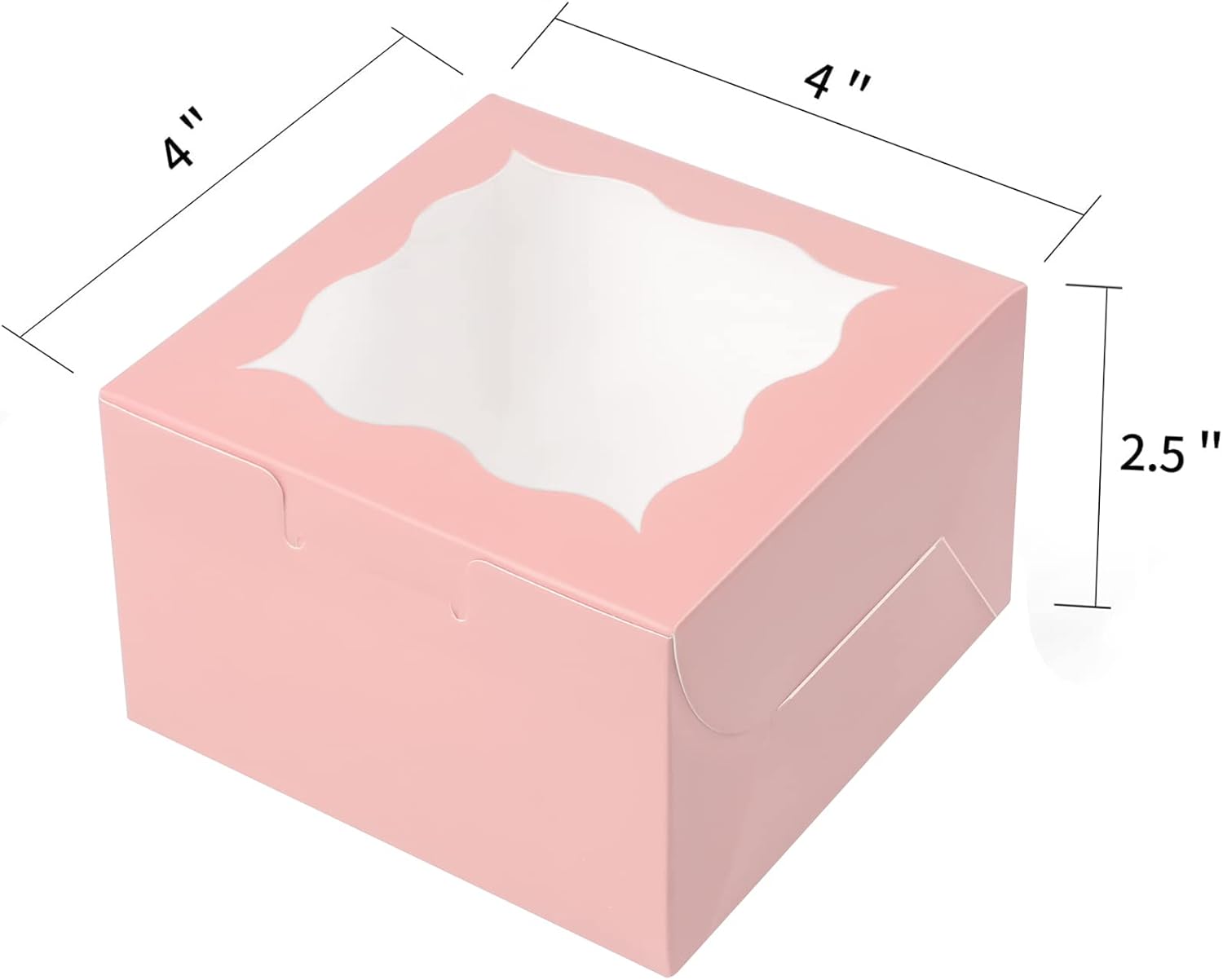 60 Pcs Brown Bakery Boxes with Window Individual Cupcake Boxes 4x4x2.5 Inches-Toppalletfly