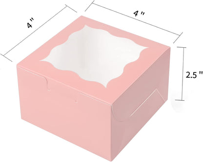 60 Pcs Brown Bakery Boxes with Window Individual Cupcake Boxes 4x4x2.5 Inches-Toppalletfly