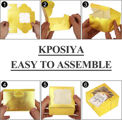 60 Pcs Brown Bakery Boxes with Window Individual Cupcake Boxes 4x4x2.5 Inches-Toppalletfly