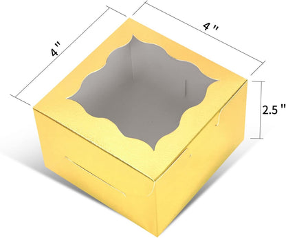 60 Pcs Brown Bakery Boxes with Window Individual Cupcake Boxes 4x4x2.5 Inches-Toppalletfly