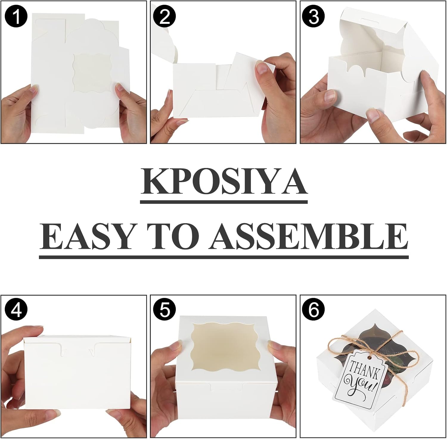 60 Pcs Brown Bakery Boxes with Window Individual Cupcake Boxes 4x4x2.5 Inches-Toppalletfly