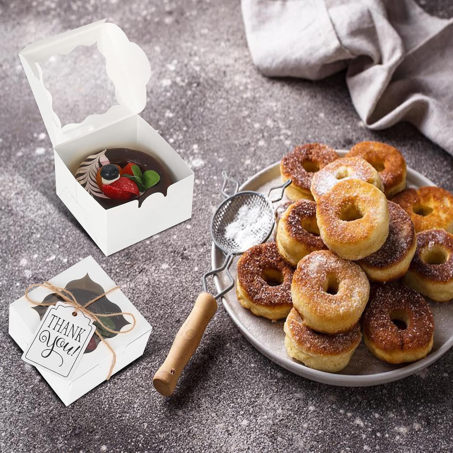 60 Pcs Brown Bakery Boxes with Window Individual Cupcake Boxes 4x4x2.5 Inches-Toppalletfly