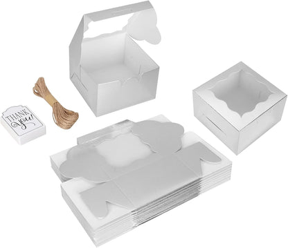 60 Pcs Brown Bakery Boxes with Window Individual Cupcake Boxes 4x4x2.5 Inches-Toppalletfly