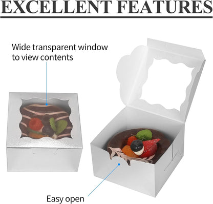 60 Pcs Brown Bakery Boxes with Window Individual Cupcake Boxes 4x4x2.5 Inches-Toppalletfly