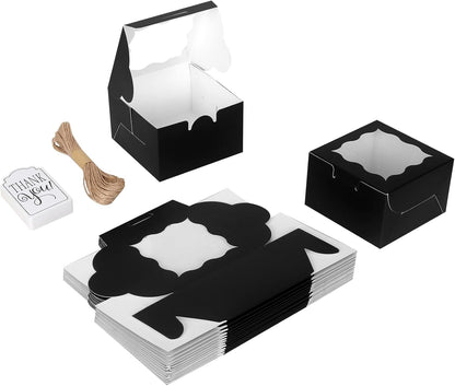 60 Pcs Brown Bakery Boxes with Window Individual Cupcake Boxes 4x4x2.5 Inches-Toppalletfly