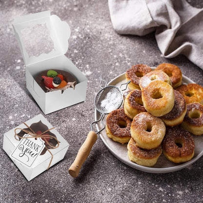 60 Pcs Brown Bakery Boxes with Window Individual Cupcake Boxes 4x4x2.5 Inches-Toppalletfly