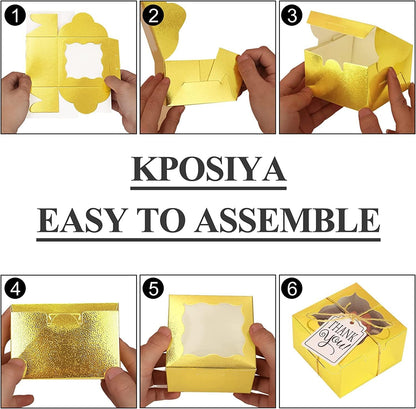 60 Pcs Brown Bakery Boxes with Window Individual Cupcake Boxes 4x4x2.5 Inches-Toppalletfly