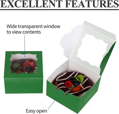 60 Pcs Brown Bakery Boxes with Window Individual Cupcake Boxes 4x4x2.5 Inches-Toppalletfly